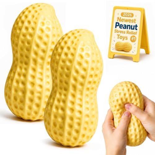 Crunchy Peanut Squishy Asmr Stress Ball,2pcs Realistic Handmade Bar Peanut Shape Bead Filled Crunchy Squishies Stress Ball, Cute Squeeze Sensory Fidget for Adults Office Anxiety Relief