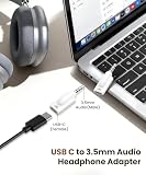 Seminer Adapter USB-C do 3,5 mm, gniazdo słuchawkowe, kompatybilny z zestawem słuchawkowym, PC, tabletem, laptopem, mikrofonem, głośnikiem (zestaw 2 szt.)