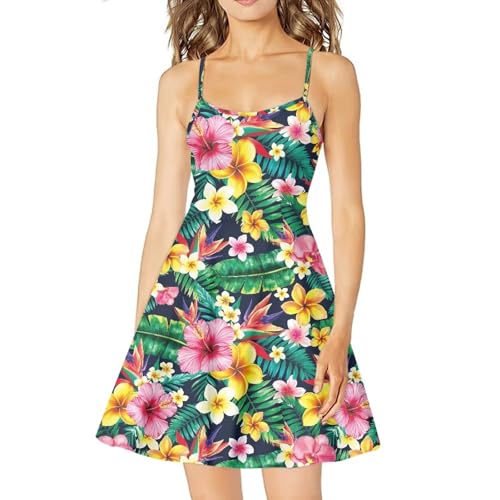 Image of Biyejit Women Casual Loose Dress Strap Long Summer Beach Swing Dress