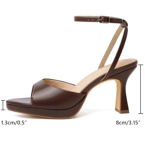 Image of Susanny High Heels for Women Pointed Open Toe Strappy Chunky Block Heels Ankle Strap Stiletto Kitten Heeled Sandals Wedding Bridal Party Prom Sexy Dress Shoes