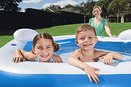 Piscina Infantil Inflável Com 2 Porta-Copos,Piscina Confortável Tamanho Família Com Bancos E Encosto