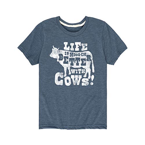Country Casuals Life is Better with Cows - Toddler Short Sleeve Graphic T-Shirt Heather Blue