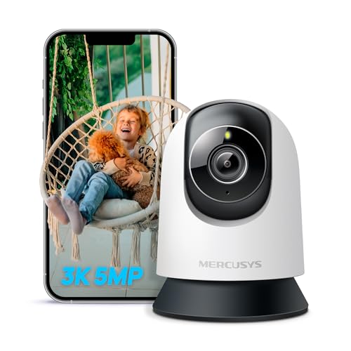 MERCUSYS MC230 3K 5MP Indoor Camera,360°Security Camera, AI Detection Cameras House Security,13.5×Zoom,Auto Patrol,App Control,Voice Control,Alexa,Google Home,Flexible Storage,No Monthly Fee
