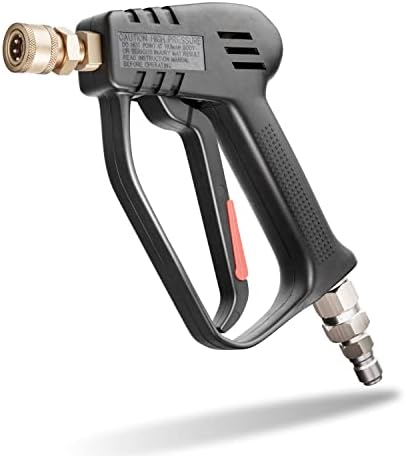 McKillans Short Pressure Washer Gun with Swivel - High Pressure Water Handle with 3/8" Male Plug and 1/4” Quick Connector Coupler - Power Washer Gun Compatible with Foam Cannon - Car Wash Foam Gun