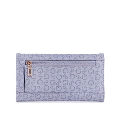 Image of Guess Blue Embossed Bowie Slim Tri-Fold Wallet