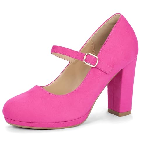 IDIFU IN4 Mary Jane Shoes Closed Toe Heels Platform High Chunky Block Heels Women's Pumps Comfortable Dress Shoes for Women Wedding Bridal Work Fashion Round Toe Pumps Shoes
