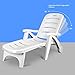 Giantex Folding Lounger Chaise Chair on Wheels Outdoor Patio Deck Chair Adjustable Rolling Lounger 5 Position Recliner w/Armrests (1, White)