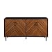 Walker Edison Caye Modern 4-Door Bookmatch Buffet-Sideboard for Storage, 58 Inch, Acorn Bookmatch/Black