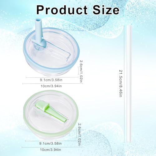 2 Stücke Ersatzdeckel für 40oz Becher Cup Deckel Ersatz Zubehör,Wiederverwendbar,Auslaufsicher und Staubdicht Cup Strohhalm Abdeckung Deckel für Stanley Cup(Hellblau,Hellgrün)