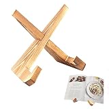 Solid Wood Cookbook Stand - Farmhouse Kitchen Decor Cookbook Holder, Book Holders for Reading Hands