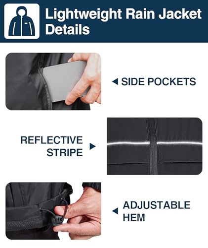SWISSWELL Rain Jacket Men Waterproof Windbreaker, Lightweight Hooded Raincoat for Daily Casual4