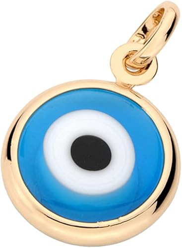 Rommanel Colgante chapado en oro de 18 quilates con piedra Colgante chapado en oro con piedra azul claro contra el mal de ojo Impresionante
