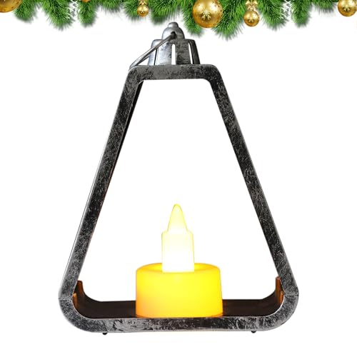 Farol de vela de Navidad, luces alimentadas por pilas para jardín con asa, faroles de decoración de Navidad para alféizar de ventana, pasillo, dormitorios, patio, interior y exterior