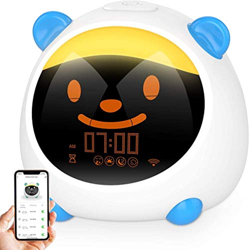 Mit Schlummerfunktion Reisewecker, Digital Wecker, Kinder Schlafen Trainer 7-Farbiges Nachtlicht, 5 Helligkeitsstufen, Kultivierung des