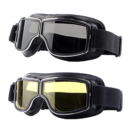 LJDJ 2-Pack Retro PU Leather Goggles