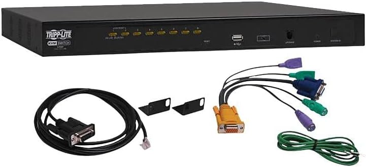 TRIPP LITE 8-Port Steel Rackmount IP KVM Switch with On-Screen Display (B022-U08-IP), Black