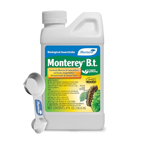 Monterey B.t. Bundled with Measuring Spoon - Caterpillar & Worm Killer Organic Gardening - Apply with Sprayer - 8 oz