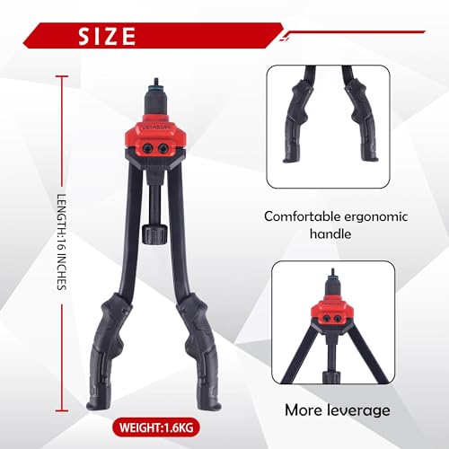 BEETOW Rivet Nut Tool Kit, 16 Inches Rivet Nut Gun, 15 Types Mandrel, 200 Pcs Rivet Nut in Two Box, a Carrying Storage Case