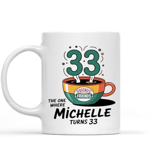 Funny Gift Idea for Pal Personalized 33rd Birthday, Happy 33rd Birthday Party, Present for her &ampamp Him, Thirty-third Bday Present, 11 Oz White Ceramic Coffee Mug