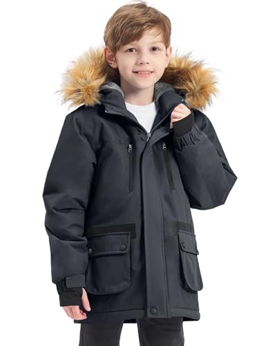 GEMYSE Boy's Winter Waterproof Ski Snow Jacket Hooded Fleece Windproof Jacket4
