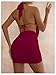 SOLY HUX Women's Sexy Deep V Neck Halter Bodycon Mini Dress Sleeveless Party Club Dresses Solid Burgundy Medium