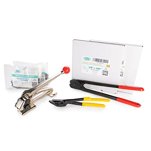 Image of IDL Packaging - R.SSK.34.400 3 /4 inch x 400 ft. Steel Strapping Kit for Round Packages, 1700 lbs. Break Strength - Include Consumables for up to 200 Strapping Cycles