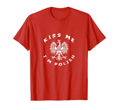 Mens Kiss Me I'm Polish Funny Tshirt Red Dad Tee T-Shirt