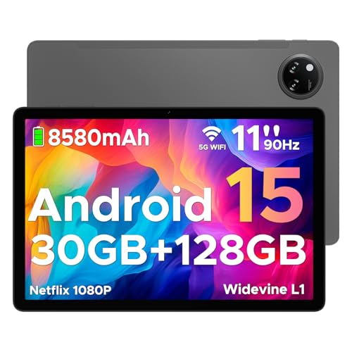 DOOGEE Tab A9 Pro+ Tablet Android 15, Tablet 11 Pulgadas 30GB+ 128GB/2TB, Batería 8580mAh, Tablets Gaming Octa-Core, Tableta PC con 5G WiFi/13MP+5MP/Widevine L1/Doble Altavoz/Face ID/OTG Tableta Niños