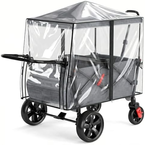 EVER ADVANCED Bollerwagen Regenschutz Universal aus TPU Reißfeste Regenschutz Kinderwagen mit Reißverschluss Fester Clip Bollerwagen Zubehör Transparent Regenverdeck Umweltschutz