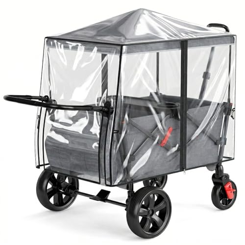 EVER ADVANCED Bollerwagen Regenschutz Universal aus TPU Reißfeste Regenschutz Kinderwagen mit Reißverschluss Fester Clip Bollerwagen… – Ansicht 1