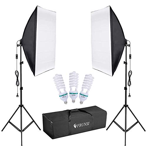 Softbox Lighting Kit, 135W 5500K LED Bulb 50x70cm SoftBox with Socket Continuous Photography Lighting Kit for YouTube Video, Portrait for Studio Lighting
