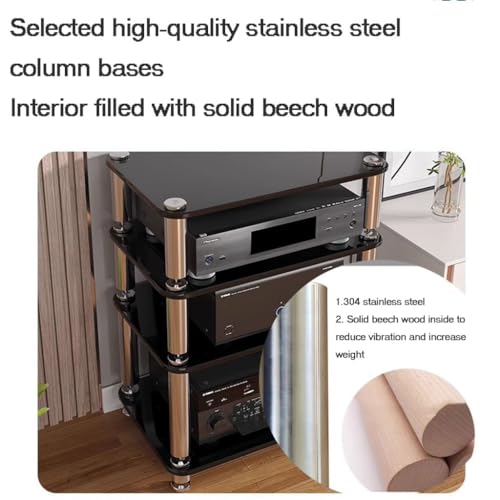 1/2/3/4-layer HIFI Audio Cabinet HIFI Stand Record Player MDF Stand Audio Rack With Shock-absorbing Feet Power Amplifier Shelf Equipment Cabinet (Color : Wood color, Size : 60 * 48 * 76cm(4Tier))
