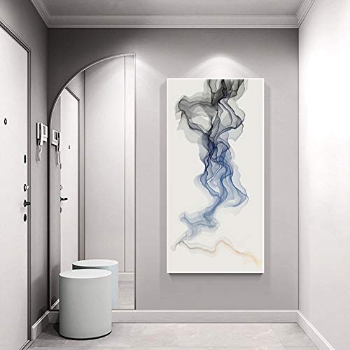 Affiche pour salon bleu et noir style chinois abstrait
