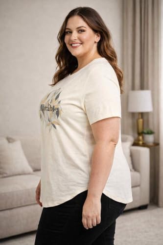 Image of In Love Women's Graphic Printed Cotton Plus Size Longline T-Shirt | Cotton fabric - soft longline T-shirt with easy plus-size fit