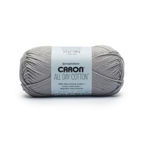 Image of Caron All Day Cotton Yarn for Crocheting, Cloud Gray, 3-Pack