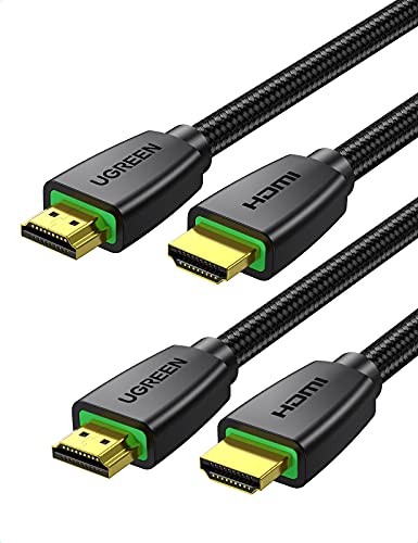 UGREEN Lot de 2 Câble HDMI 4K Ultra HD Cordon HDMI 2.0 Haute Vitesse par Ethernet en Nylon Tressé Supporte Retour Audio 3D HDR Compatible avec Blu Ray PS5 PS4 PS3 Xbox 360 PC TV 4K Écran (1M)