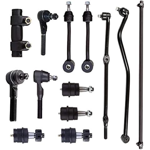 AMFULL New Assembly 13-PC Ball Joint Stabilizer Bar Link Kit Tie Rod End Tie Rod End Adjusting Sleeve Track Bar Replacement for Jeep Wrangler Cover