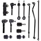 AMFULL New Assembly 13-PC Ball Joint Stabilizer Bar Link Kit Tie Rod End Tie Rod End Adjusting Sleeve Track Bar Replacement for Jeep Wrangler
