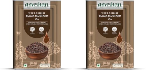 Image of Anveshan Wood Cold Pressed Mustard Oil - 15 Litre | Tin Can | Black Mustard Oil | Kacchi Ghani | A1 Grade Mustard Seeds & 0 trans fat| Rich Aroma | Naturally Cholestero | Free Goodness of Omega 3