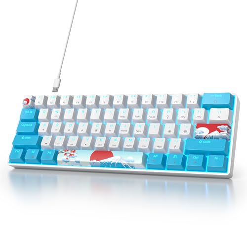 Image of 60 Percent Gaming Keyboard 61 Keys Wired Mechanical Keyboard Ultra Compact Key Board Red Switch LED Backlit for Windows Laptop Gamer(61Sea)
