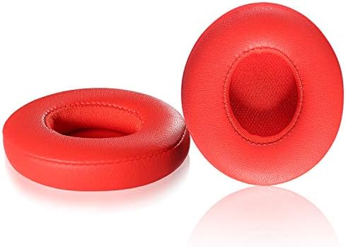 Solo 2/3 Wireless Earpads - JARMOR Replacement Protein Leather & Memory Foam Ear Cushion Cover for Beats Solo2 / 3 Wireless On Ear by Dr. Dre Headphones ONLY (NOT FIT Solo 2 Wired) - Red