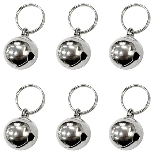 Attkryy 6-Pack Metal Pet Collar Bells – Small Silver Charm Pendants for Dogs, Cats & Other Pets