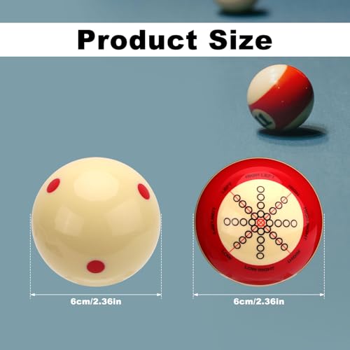 NQEUEPN 2pcs Billiard Training Cue Ball, Pool Training Balls Billiards Practice Accessories Billiards Training Pool Table Training Red Dot Cue Ball for Beginner Games Sports Billiard Table Trainer