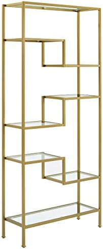 Crosley Furniture Sloane Bookshelf with Glass Shelves, Bookcase Storage,...