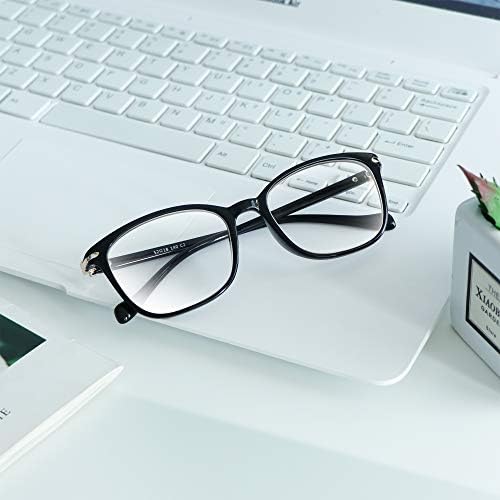Blue Light Blocking Glasses for Women/Men, Anti Eyestrain, Computer Reading, TV Glasses, Stylish Square Frame, Anti Glare (Black, +0.50 Magnification) - 5