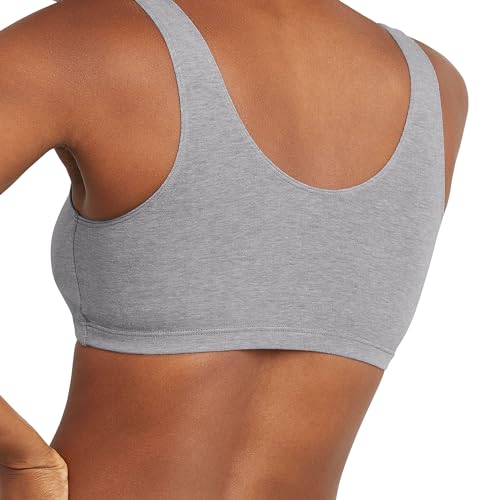 Hanes Women's Pack, Cotton Scoopneck Bralette, Low-Impact Sports Bra, 3-Pack