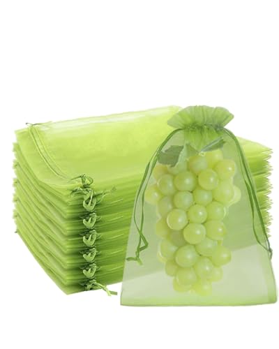 AORHOFJ 50 Pezzi Sacchetti Organza 10x15CM Matrimonio, Protettivi Giardino Coulisse, Gioielli, Caramelle