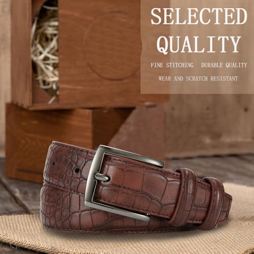 Leather Belt for Men Mens Dress Belt 1 3/8" Casual Work Jeans Golf with Gift Box2