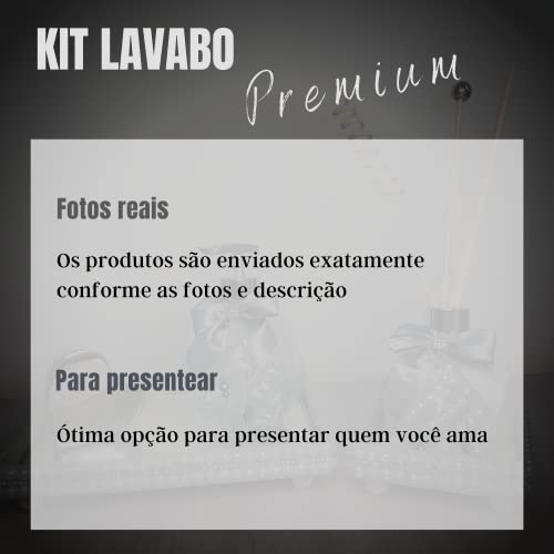 Kit Para Lavabo Luxo Aromatizador Saboneteira Bandeja Vaso Decorativo + Luxuosas Varetas Decoradas -