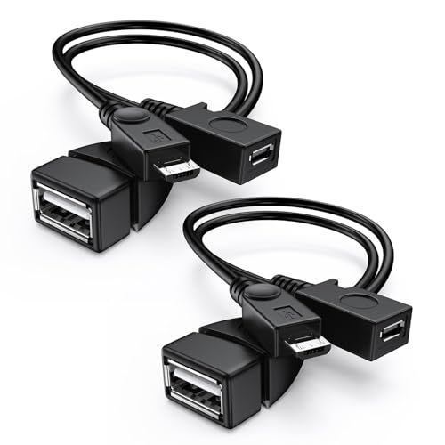 ANDTOBO 2 en 1 Micro USB OTG Adaptador con alimentación para Fire Stick/Host Dispositivos etc- (2 Pack, Negro)